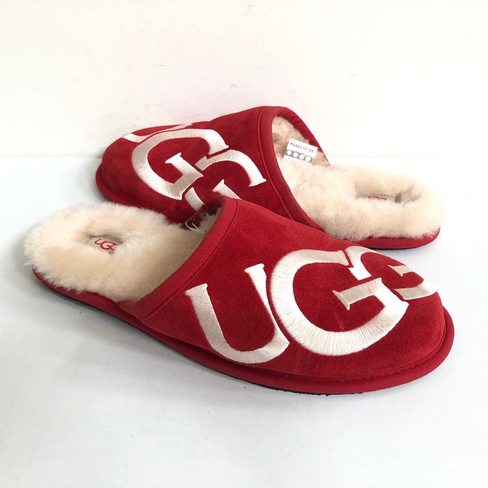 UGG SCUFF LOGO RED WHITE SLIP ON SLIPPER US 8 / EU 41 / UK 7